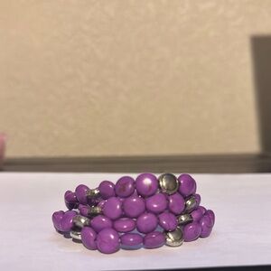 3/$12 Paparazzi Purple Crackle Stone and Silver Multi-Strand Bracelet